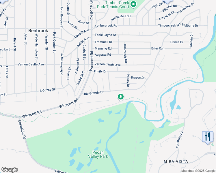 map of restaurants, bars, coffee shops, grocery stores, and more near 1341 Blanco Court in Benbrook