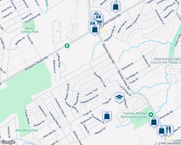 map of restaurants, bars, coffee shops, grocery stores, and more near 3519 Softcloud Drive in Dallas