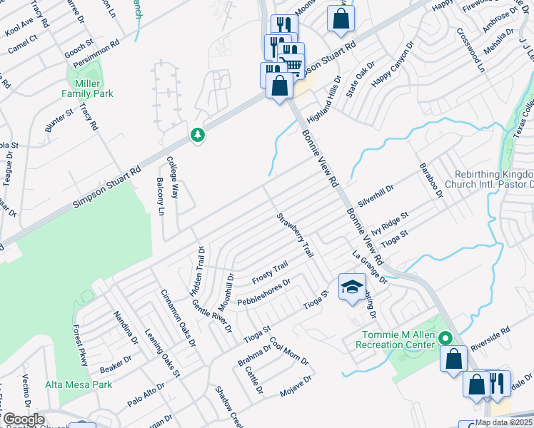 map of restaurants, bars, coffee shops, grocery stores, and more near 3519 Softcloud Drive in Dallas