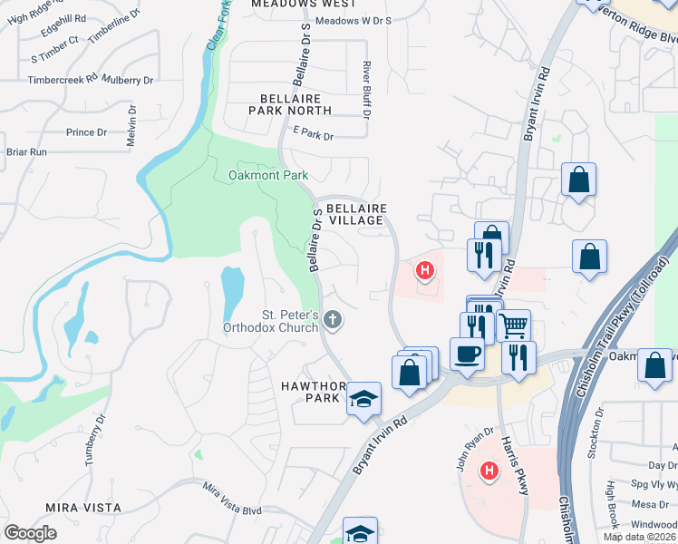 map of restaurants, bars, coffee shops, grocery stores, and more near 7417 Pebble Ridge Drive in Fort Worth