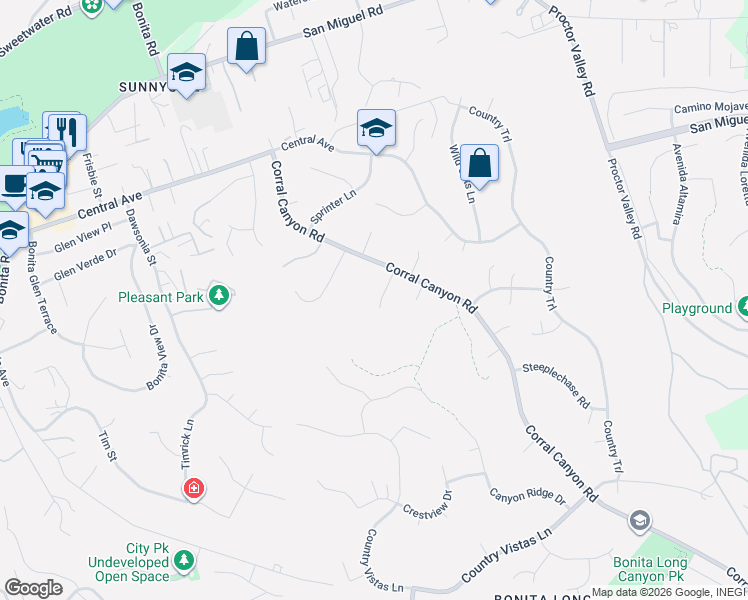 map of restaurants, bars, coffee shops, grocery stores, and more near 5621 Loping Lane in Bonita