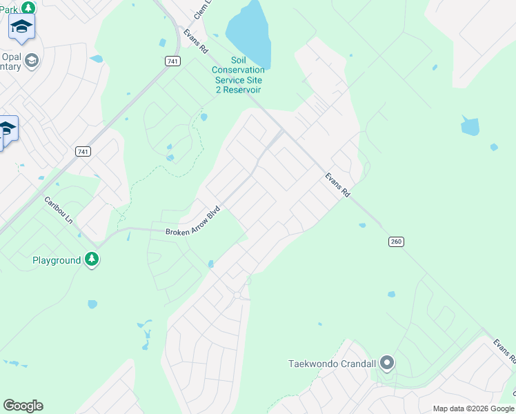 map of restaurants, bars, coffee shops, grocery stores, and more near 1149 Avalon Dr in Crandall