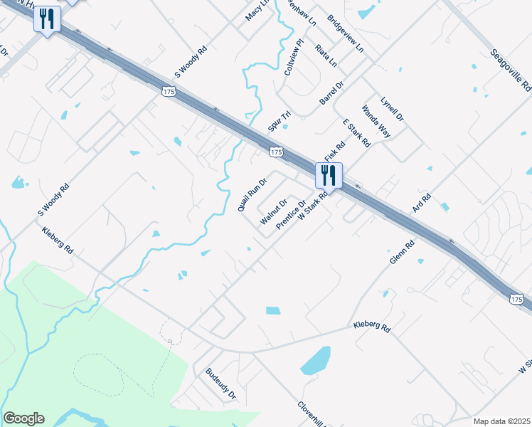 map of restaurants, bars, coffee shops, grocery stores, and more near 123 Pheasant Lane in Seagoville