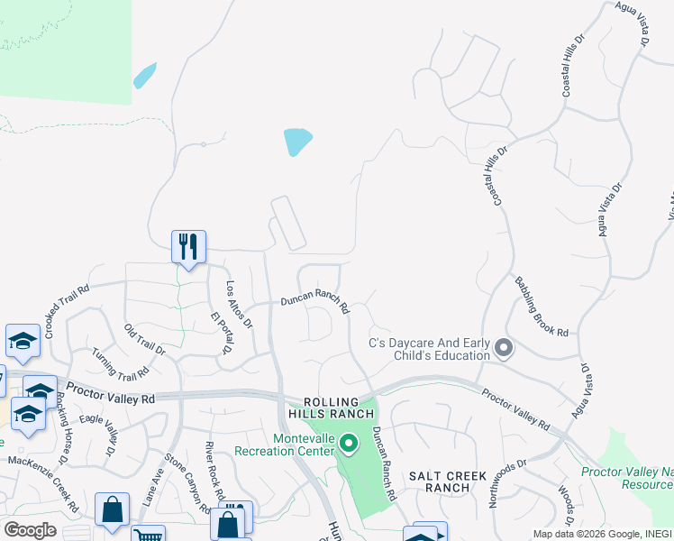 map of restaurants, bars, coffee shops, grocery stores, and more near 2781 Valley Creek Drive in Chula Vista