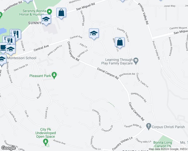map of restaurants, bars, coffee shops, grocery stores, and more near 5627 Loping Lane in Bonita