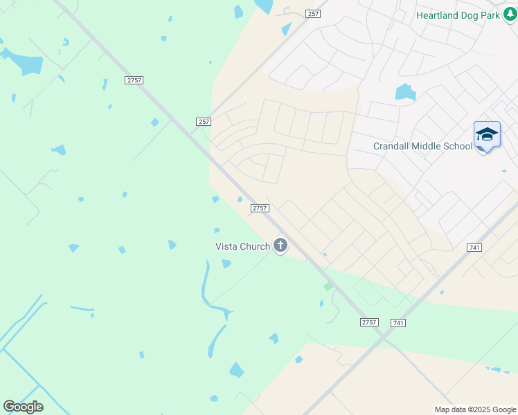 map of restaurants, bars, coffee shops, grocery stores, and more near 7568 Farm to Market Road 2757 in Crandall