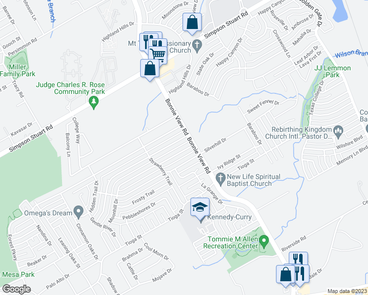 map of restaurants, bars, coffee shops, grocery stores, and more near 3807 Softcloud Drive in Dallas