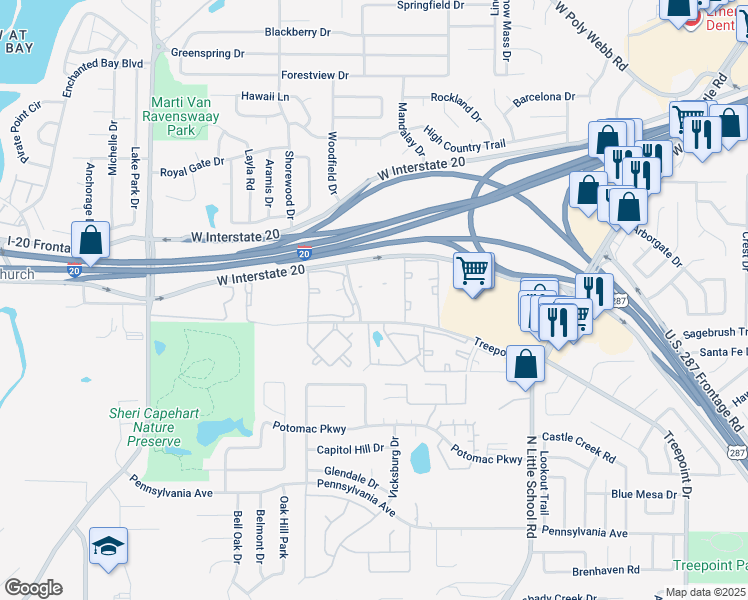 map of restaurants, bars, coffee shops, grocery stores, and more near 4924 Sigmond Drive in Arlington