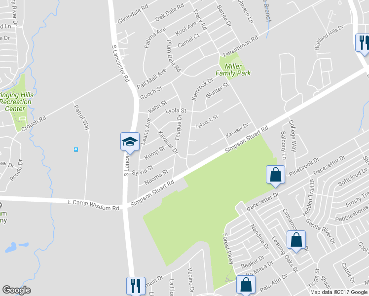 map of restaurants, bars, coffee shops, grocery stores, and more near 6441 Kemrock Drive in Dallas