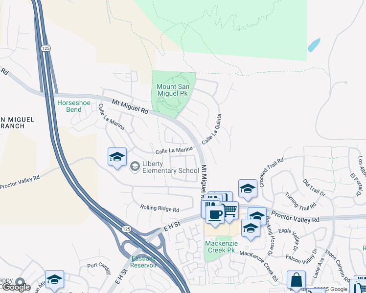 map of restaurants, bars, coffee shops, grocery stores, and more near 2282 Alicante Cove in Chula Vista