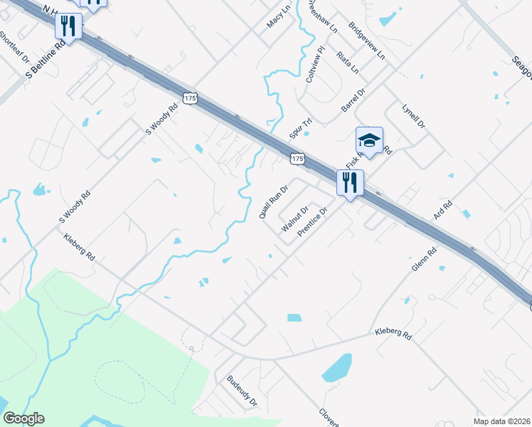 map of restaurants, bars, coffee shops, grocery stores, and more near 129 Quail Run Drive in Seagoville