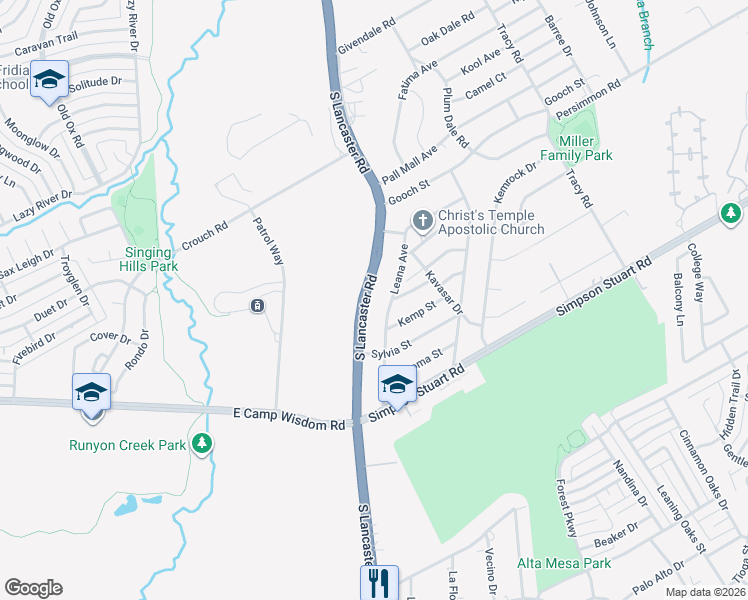 map of restaurants, bars, coffee shops, grocery stores, and more near 6430 South Lancaster Road in Dallas