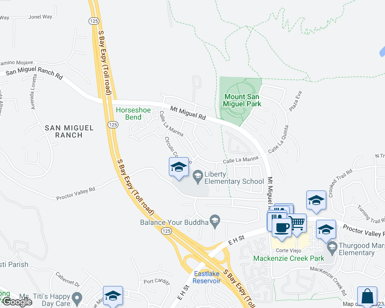 map of restaurants, bars, coffee shops, grocery stores, and more near 371 Plaza Los Osos in Chula Vista
