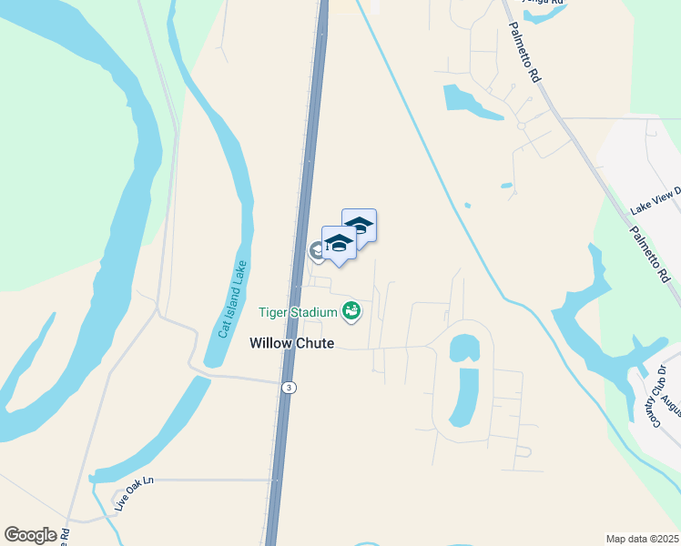 map of restaurants, bars, coffee shops, grocery stores, and more near 6140 Louisiana 3 in Benton