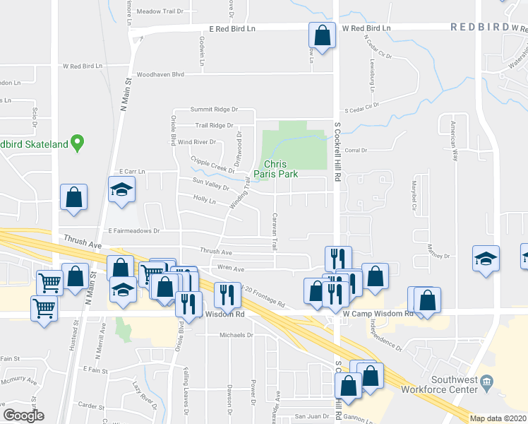 map of restaurants, bars, coffee shops, grocery stores, and more near 631 Holly Lane in Duncanville