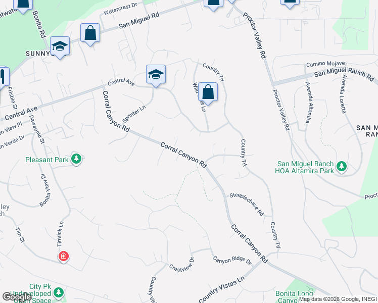 map of restaurants, bars, coffee shops, grocery stores, and more near 3925 Corral Canyon Road in Bonita