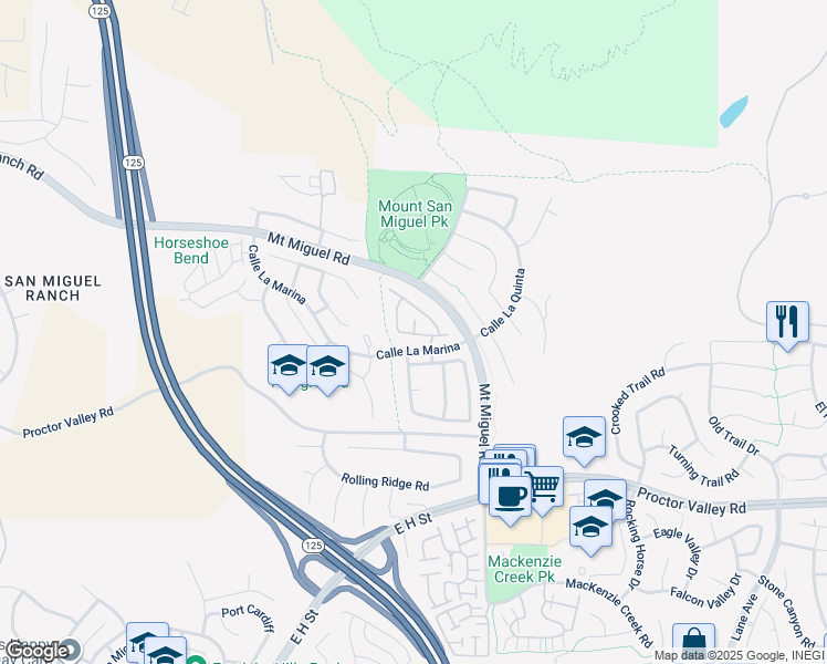 map of restaurants, bars, coffee shops, grocery stores, and more near 2260 Alicante Cove in Chula Vista