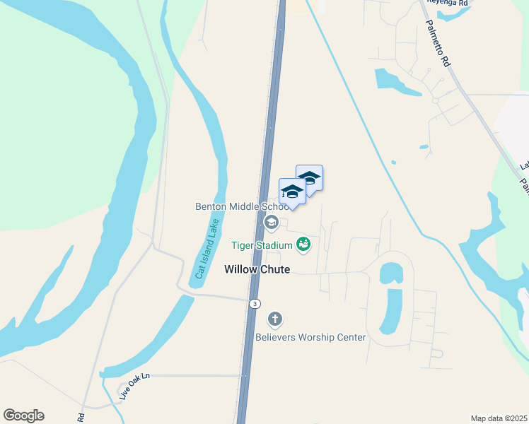 map of restaurants, bars, coffee shops, grocery stores, and more near 6140 Louisiana 3 in Benton