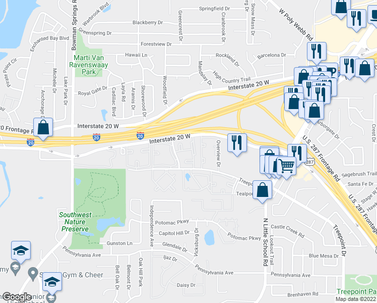 map of restaurants, bars, coffee shops, grocery stores, and more near 4924 Sigmond Drive in Arlington