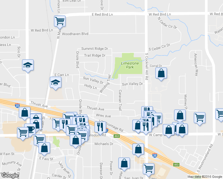 map of restaurants, bars, coffee shops, grocery stores, and more near 631 Holly Lane in Duncanville