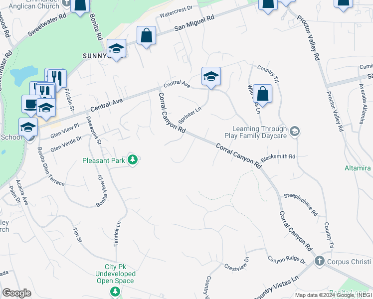map of restaurants, bars, coffee shops, grocery stores, and more near 5535 Horse Ridge Way in Bonita