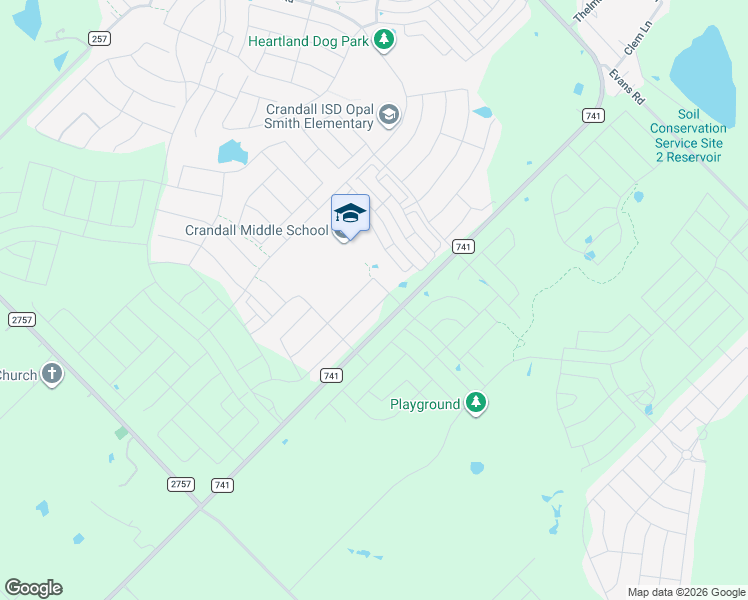 map of restaurants, bars, coffee shops, grocery stores, and more near 816-1224 Farm to Market Road 741 in Crandall