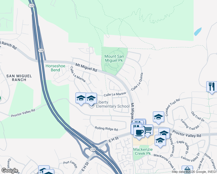 map of restaurants, bars, coffee shops, grocery stores, and more near 2260 Alicante Cove in Chula Vista