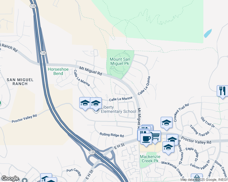 map of restaurants, bars, coffee shops, grocery stores, and more near 380 Callesita Mariola in Chula Vista