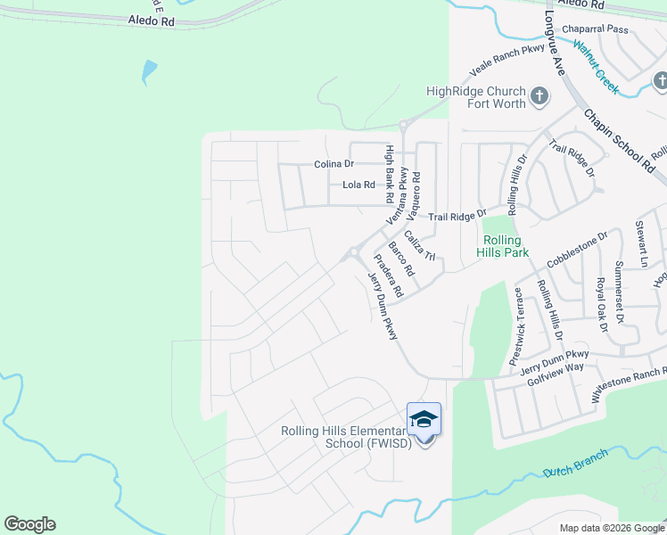 map of restaurants, bars, coffee shops, grocery stores, and more near Ventana Parkway in Fort Worth