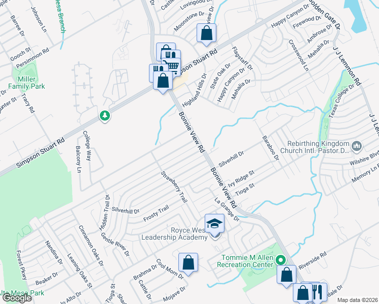 map of restaurants, bars, coffee shops, grocery stores, and more near 3802 Judge Dupree Drive in Dallas