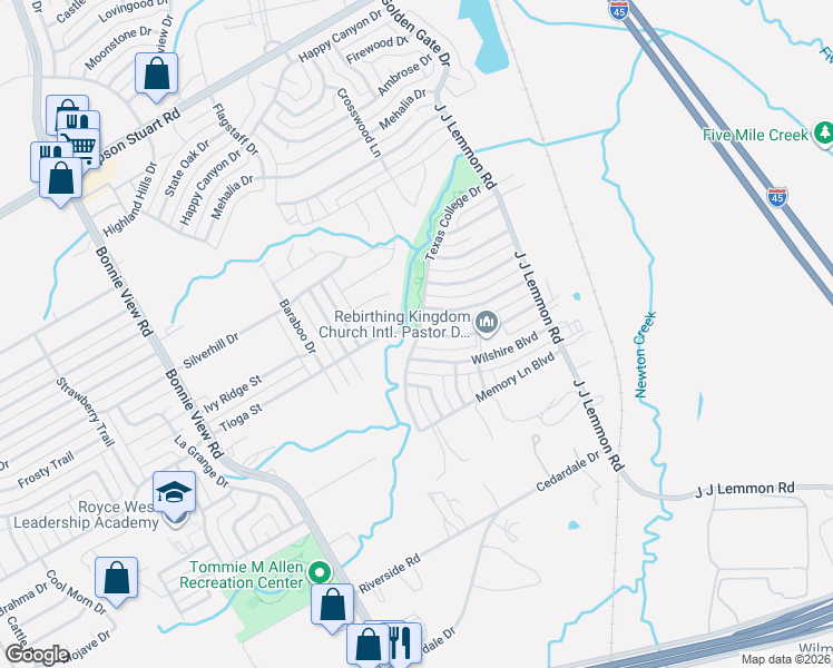 map of restaurants, bars, coffee shops, grocery stores, and more near 4166 Tioga Street in Dallas