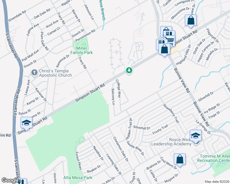 map of restaurants, bars, coffee shops, grocery stores, and more near 6152 Balcony Lane in Dallas