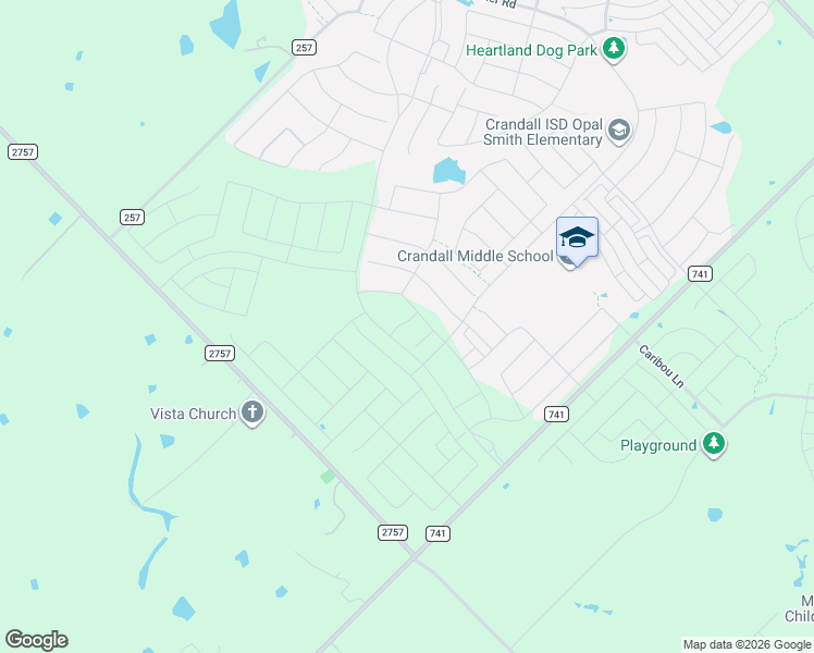 map of restaurants, bars, coffee shops, grocery stores, and more near 3009 Finney St in Crandall