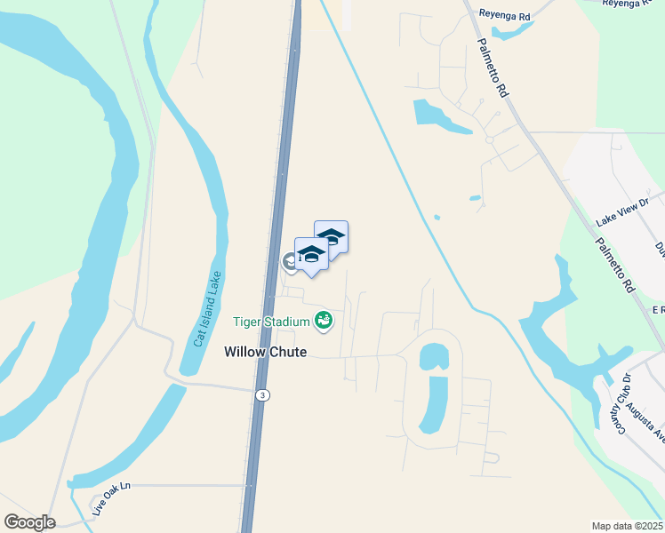 map of restaurants, bars, coffee shops, grocery stores, and more near 6136 Louisiana 3 in Benton