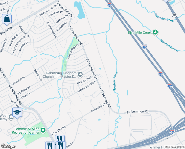 map of restaurants, bars, coffee shops, grocery stores, and more near 6320 J J Lemmon Road in Dallas