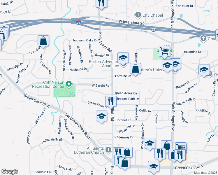 map of restaurants, bars, coffee shops, grocery stores, and more near 4812 Kelly Elliott Road in Arlington