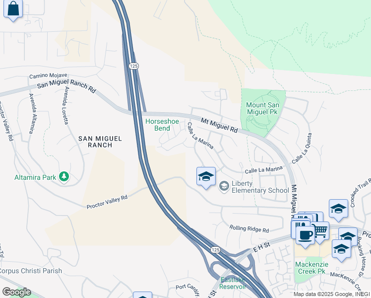 map of restaurants, bars, coffee shops, grocery stores, and more near 320 Corte Castillo in Chula Vista