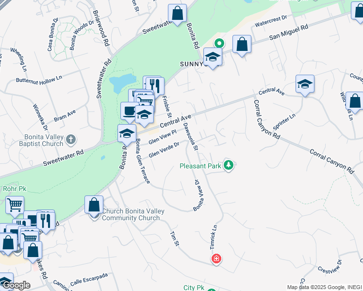 map of restaurants, bars, coffee shops, grocery stores, and more near 5208 Glen Verde Drive in Bonita
