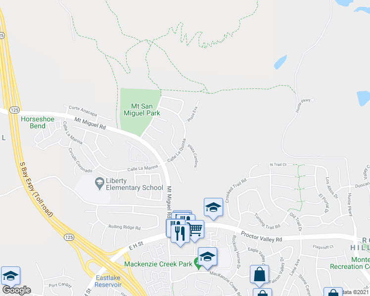 map of restaurants, bars, coffee shops, grocery stores, and more near 402 Plaza Cambria in Chula Vista