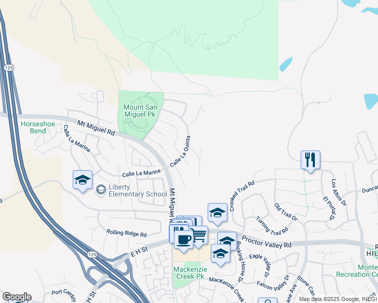 map of restaurants, bars, coffee shops, grocery stores, and more near 402 Plaza Cambria in Chula Vista