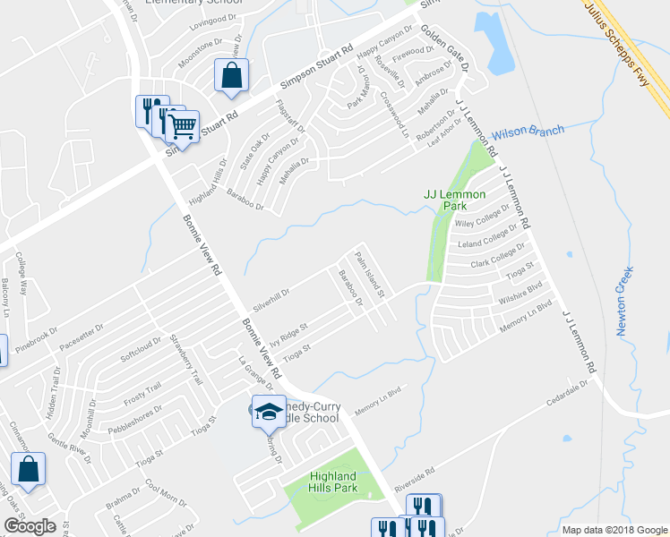 map of restaurants, bars, coffee shops, grocery stores, and more near 6406 Baraboo Drive in Dallas