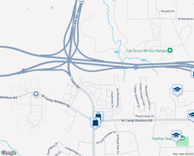 map of restaurants, bars, coffee shops, grocery stores, and more near 6800 Clarkridge Drive in Dallas
