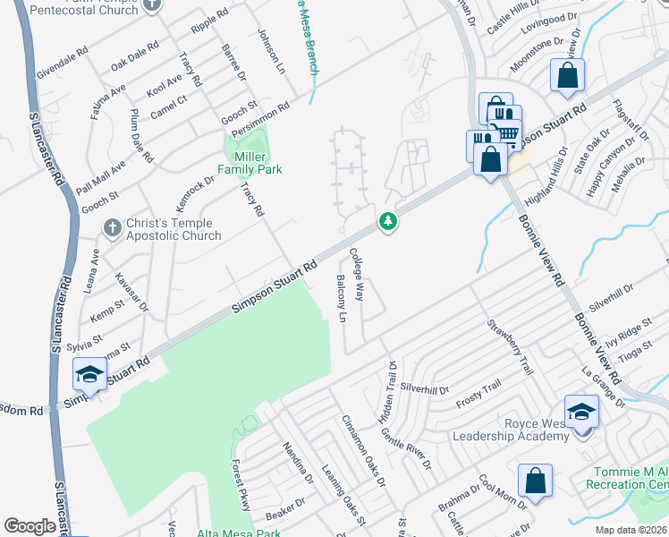 map of restaurants, bars, coffee shops, grocery stores, and more near 6123 Balcony Lane in Dallas