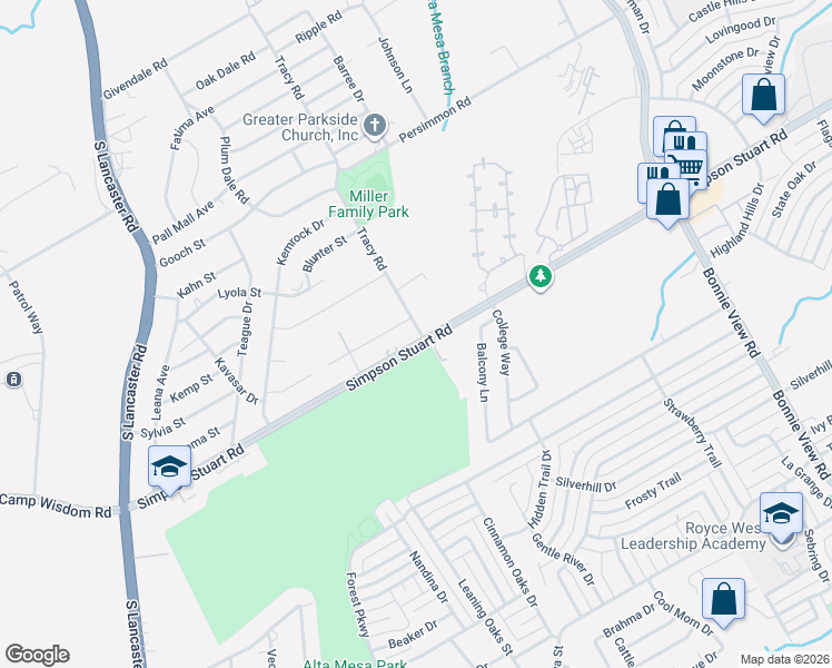 map of restaurants, bars, coffee shops, grocery stores, and more near 6334 Tracy Road in Dallas