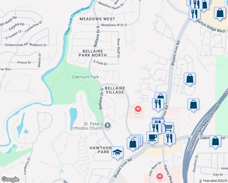 map of restaurants, bars, coffee shops, grocery stores, and more near 6741 Lost Star Lane in Fort Worth