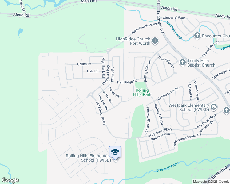 map of restaurants, bars, coffee shops, grocery stores, and more near 10201 Claire Creek Road in Fort Worth