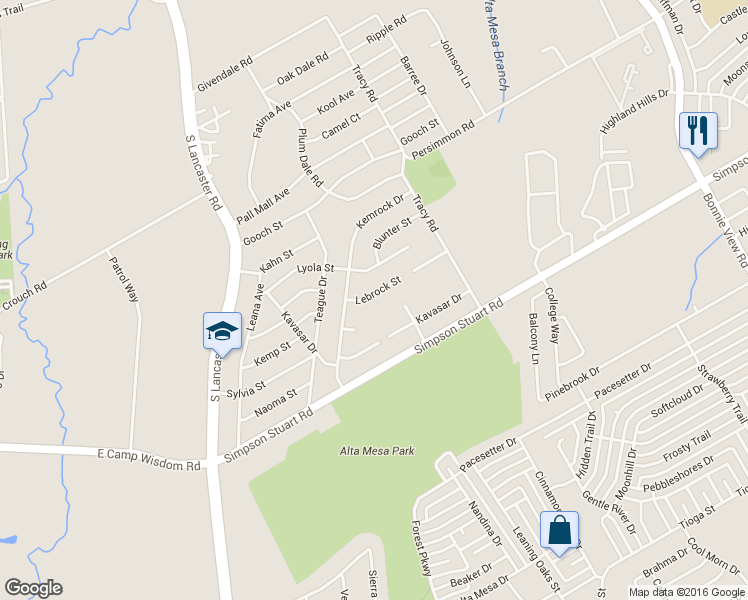 map of restaurants, bars, coffee shops, grocery stores, and more near 2724 Lebrock St in Dallas