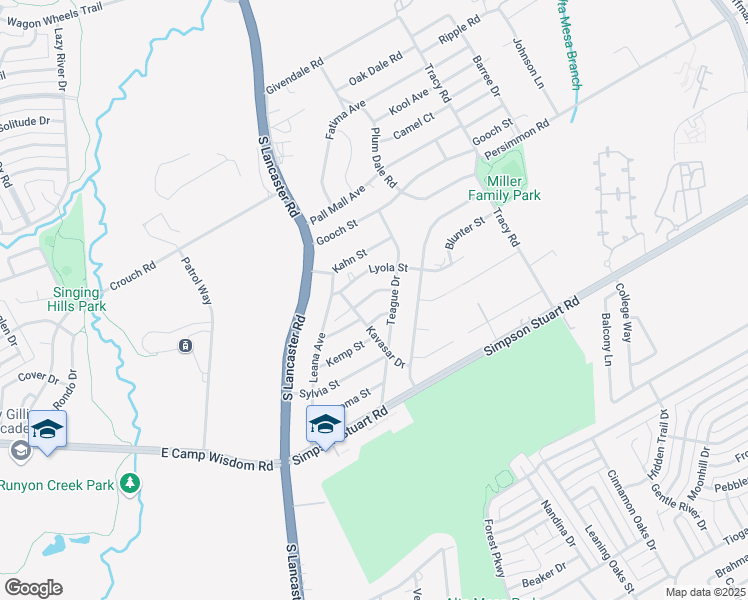 map of restaurants, bars, coffee shops, grocery stores, and more near 2520 Kirkley Street in Dallas