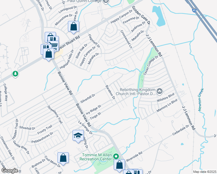 map of restaurants, bars, coffee shops, grocery stores, and more near 6406 Baraboo Drive in Dallas