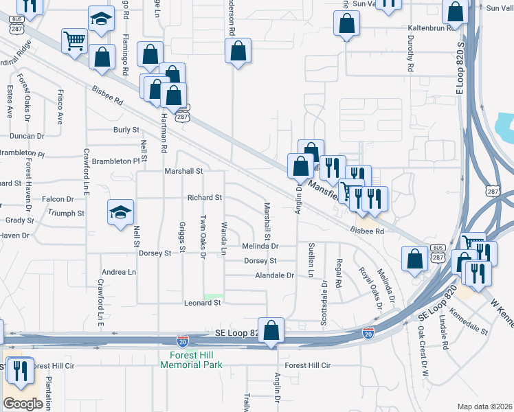 map of restaurants, bars, coffee shops, grocery stores, and more near 4737 Richard Street in Forest Hill